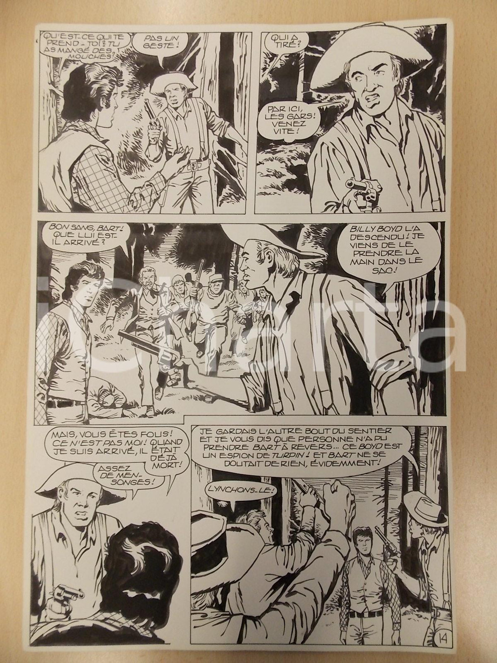 Opera d’arte autentica 1990 BILLY BOYD Ep.4 Luciano BERNASCONI Cowboy con pistola Tavola originale 1