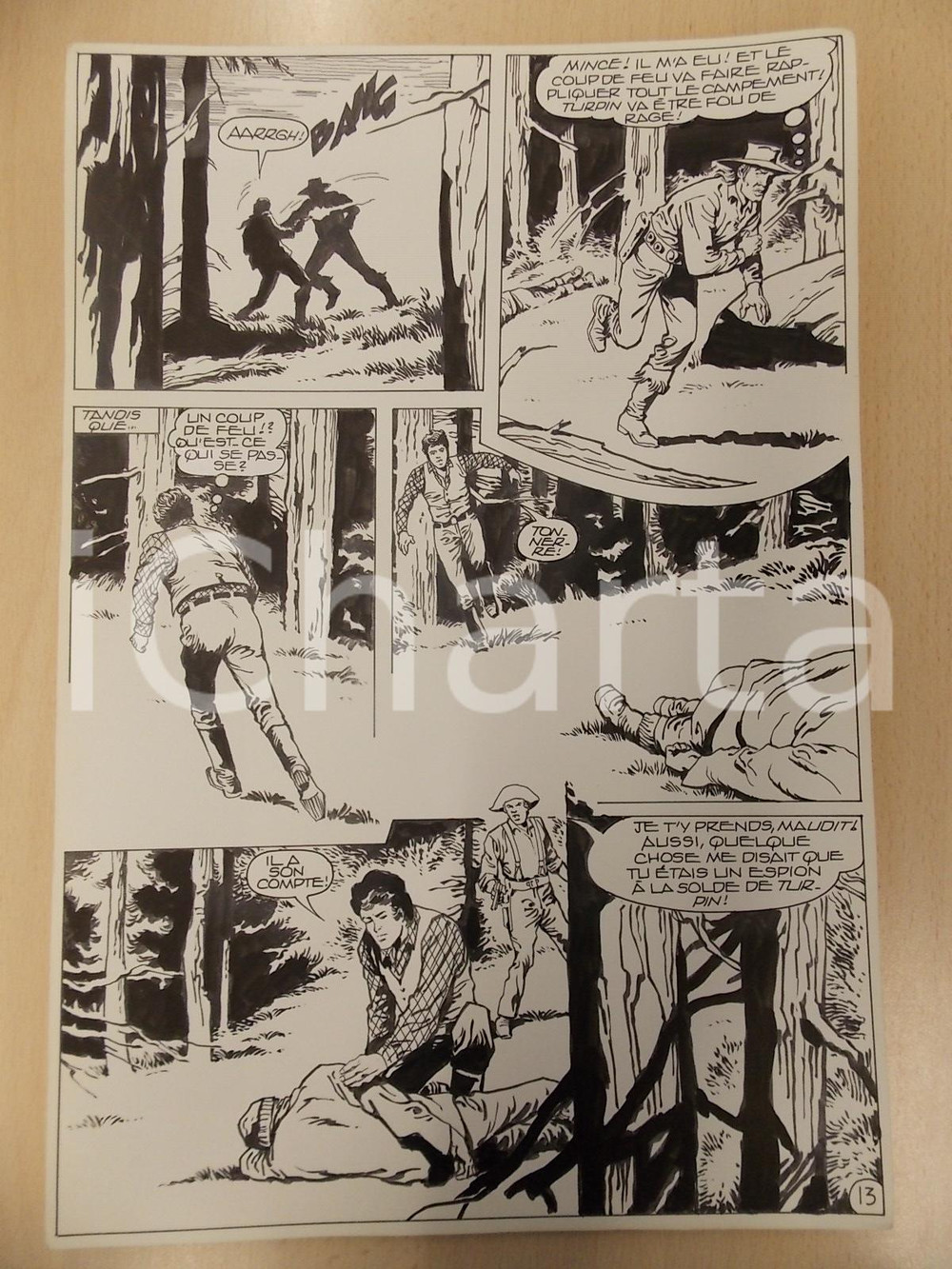 Opera d’arte autentica 1990 BILLY BOYD Ep.4 Luciano BERNASCONI Omicidio nel bosco Tavola originale 1