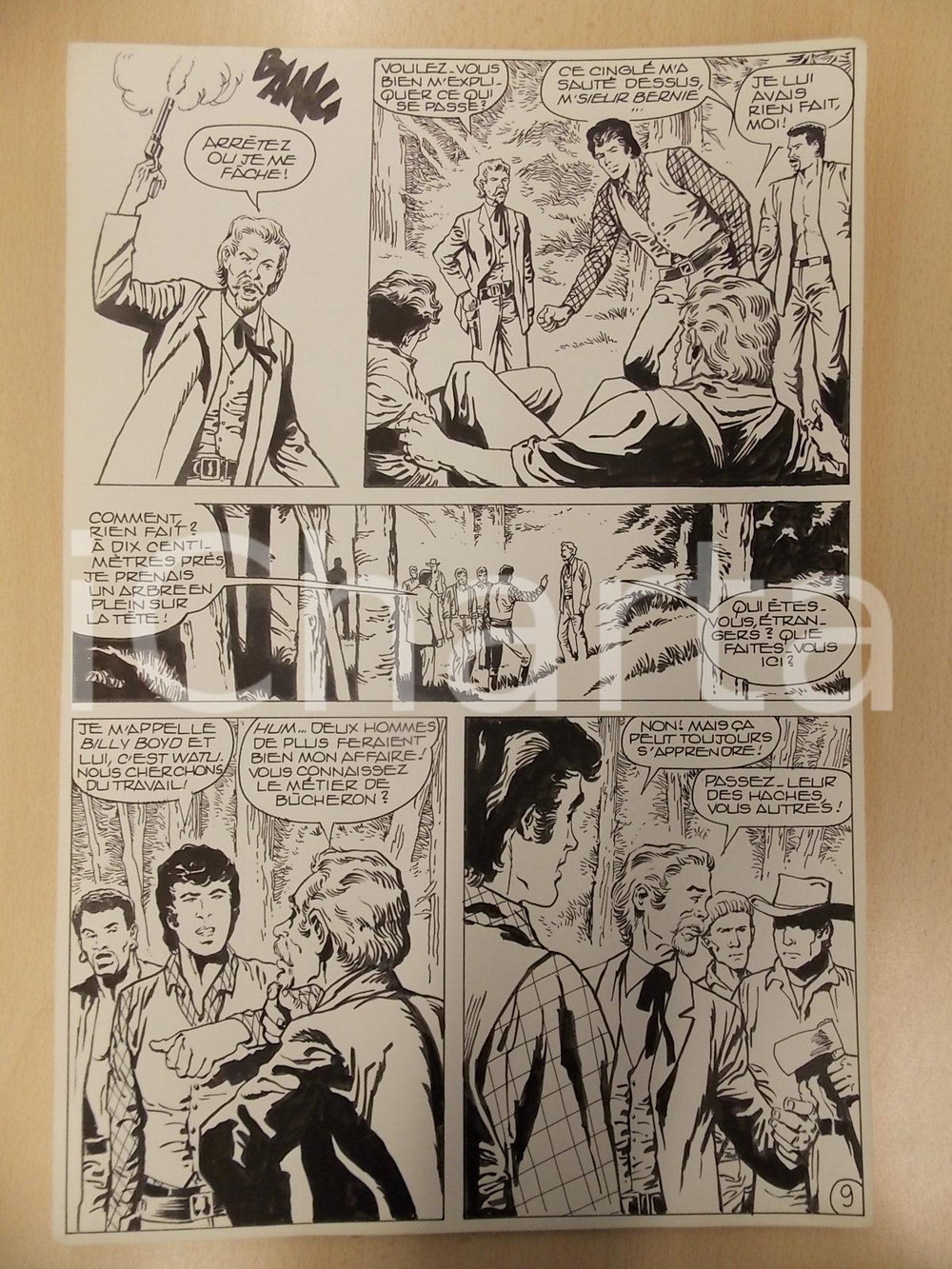 Opera d’arte autentica 1990 BILLY BOYD Ep.4 Luciano BERNASCONI Cowboy e boscaioli Tavola originale 1