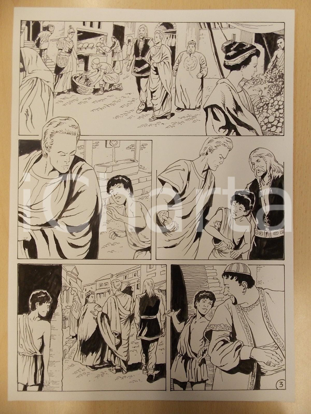 Opera d’arte autentica 2001 WAMPUS Ep. 4 Luciano BERNASCONI Ladruncolo inganna mercante Tav. originale 1