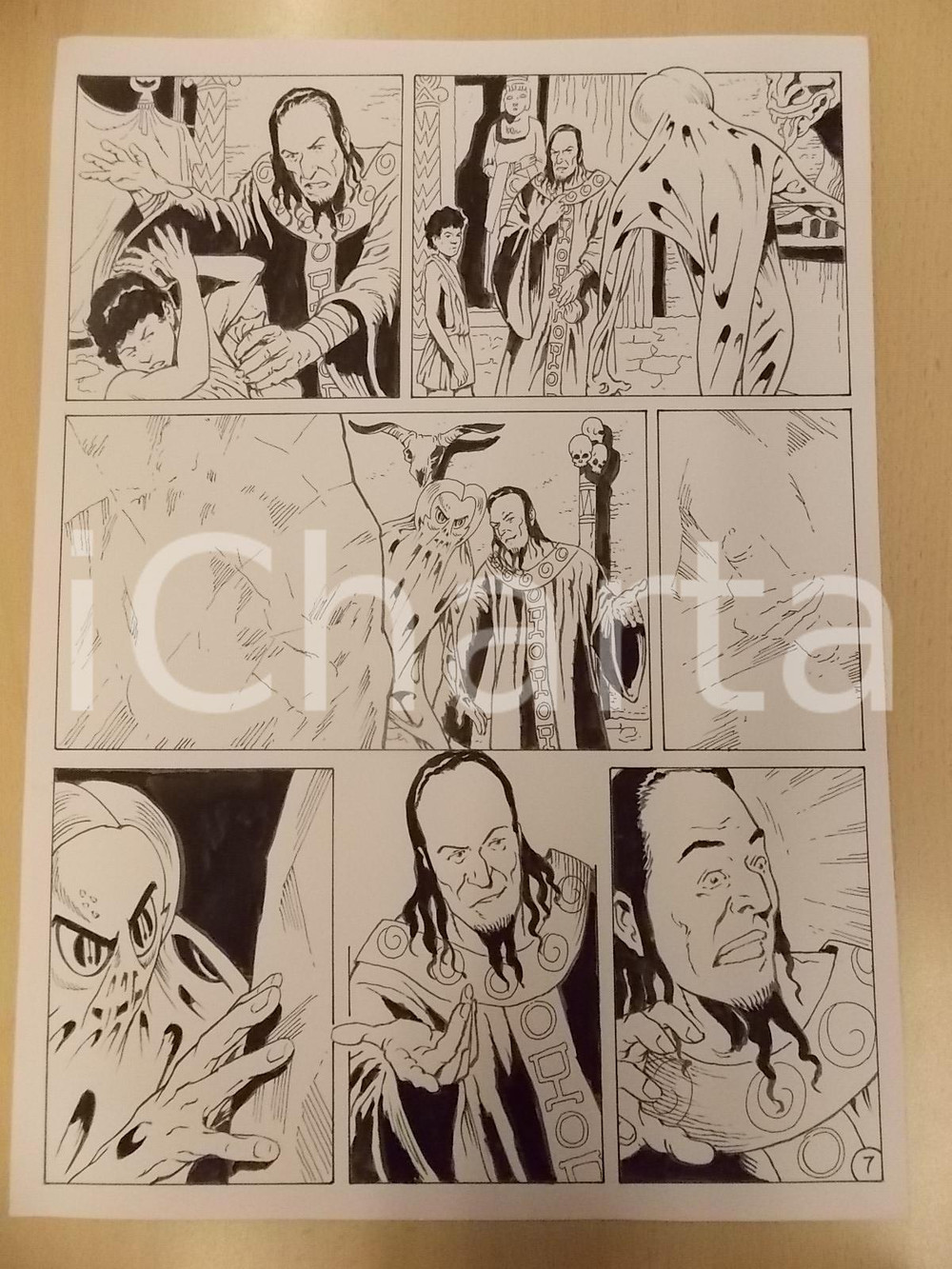 Opera d’arte autentica 2001 WAMPUS Ep. 4 Luciano BERNASCONI Stregone picchia bambino Tavola originale 1