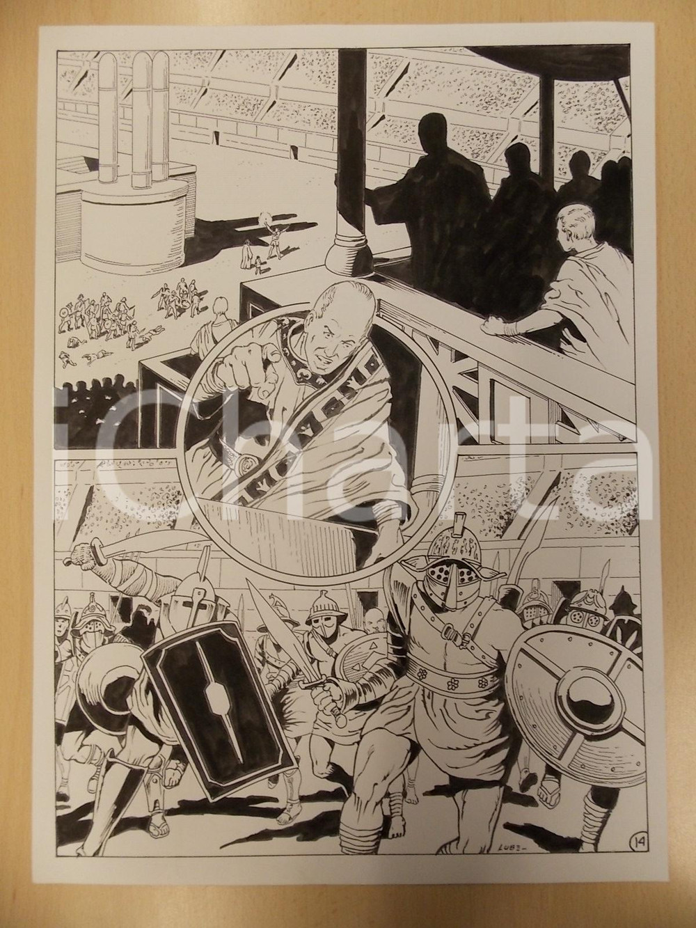 Opera d’arte autentica 2001 WAMPUS Ep. 4 Luciano BERNASCONI Gladiatori all attacco Tavola originale 1