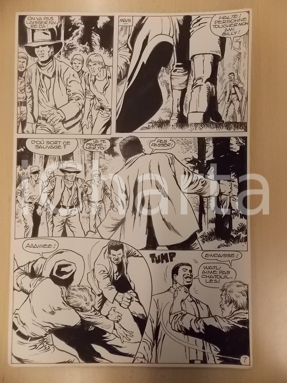 Opera d’arte autentica 1990 BILLY BOYD Ep.4 Luciano BERNASCONI Watu picchia boscaiolo Tav. originale 1