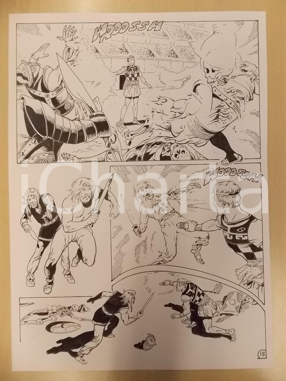 Opera d’arte autentica 2001 WAMPUS Ep. 4 Luciano BERNASCONI Raggio della morte uccide gladiatori Tavola 1