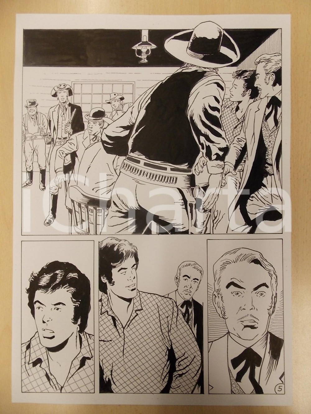 Opera d’arte autentica 1990 BILLY BOYD Luciano BERNASCONI Duello nel saloon Tavola originale LUBE 1