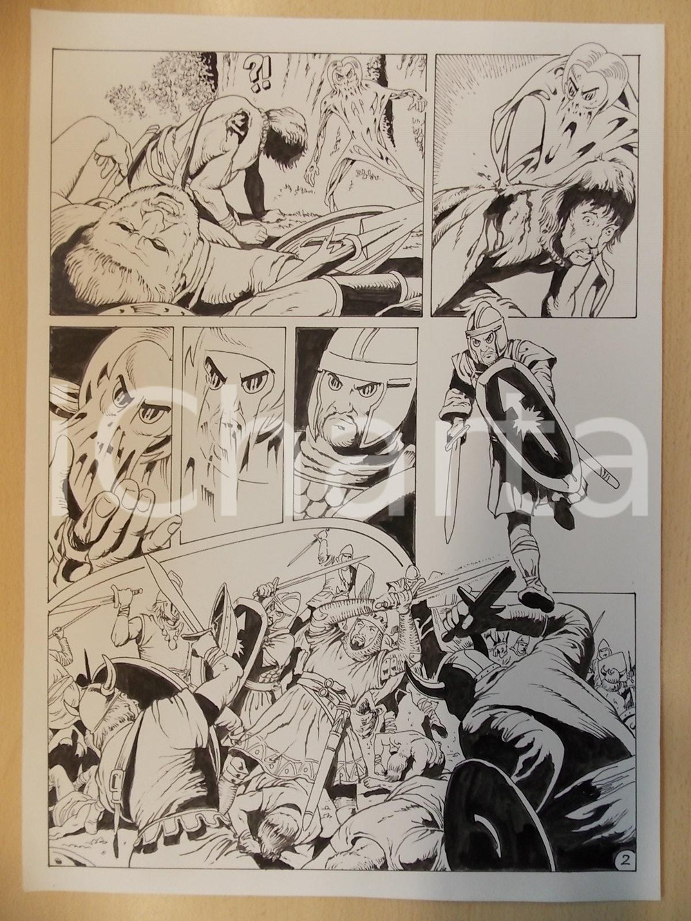 Opera d’arte autentica 2001 WAMPUS Luciano BERNASCONI Alieno si trasforma in cavaliere Tavola originale 1