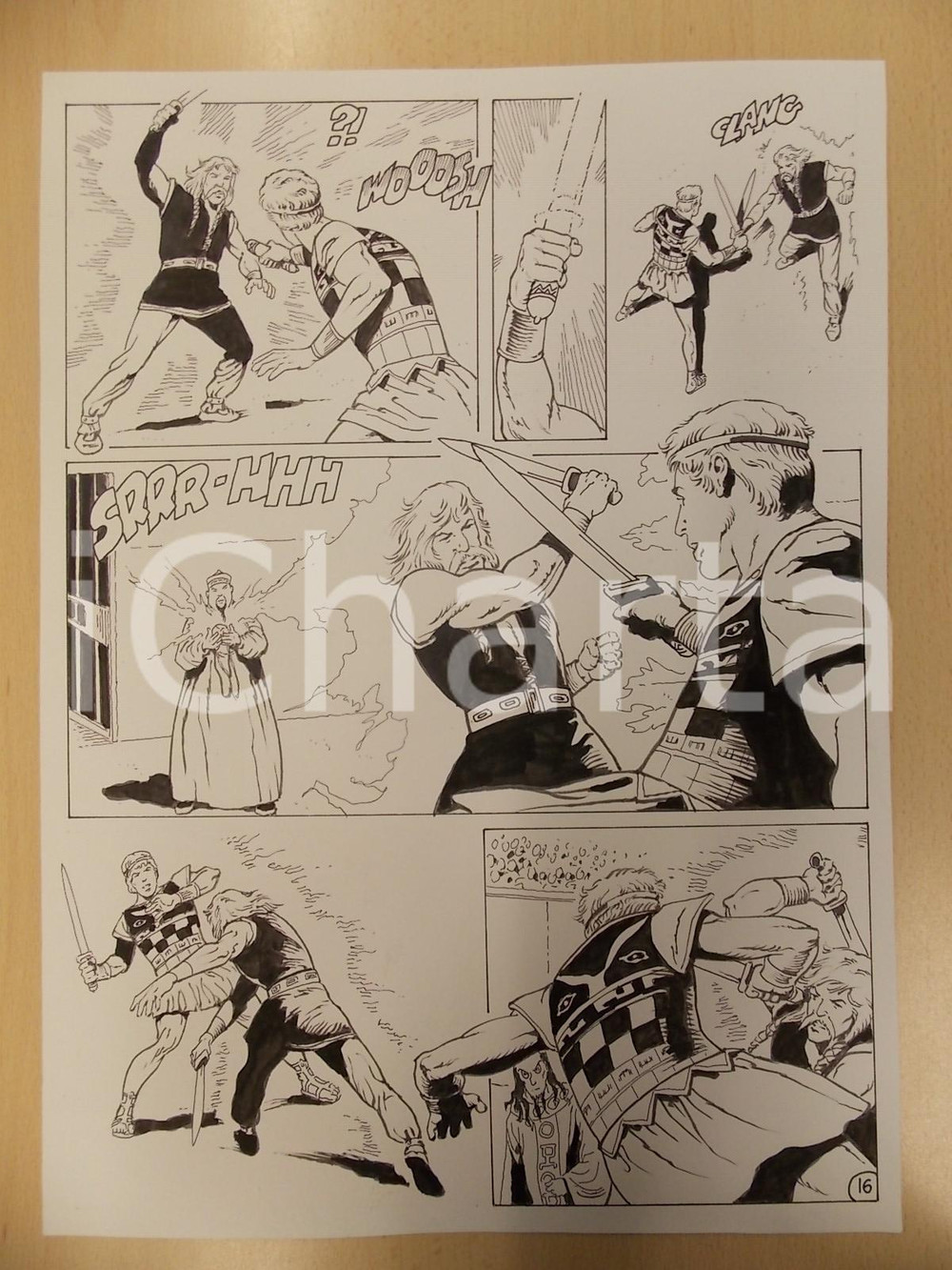 Opera d’arte autentica 2001 WAMPUS Ep. 4 Luciano BERNASCONI Gladiatore contro vichingo Tavola originale 1