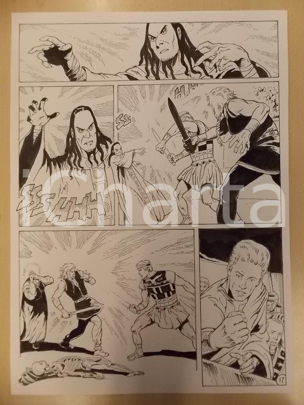 Opera d’arte autentica 2001 WAMPUS Ep. 4 Luciano BERNASCONI Stregone lancia incantesimo Tav. originale 1