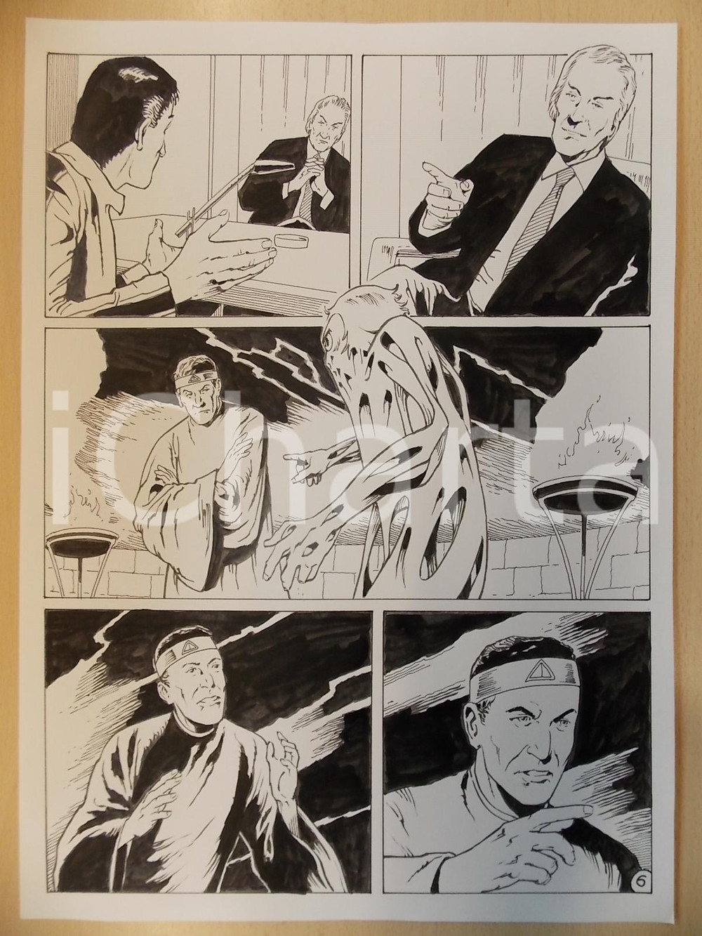 Opera d’arte autentica 2001 WAMPUS Luciano BERNASCONI Stregone e alieno Tavola originale LUBE 1