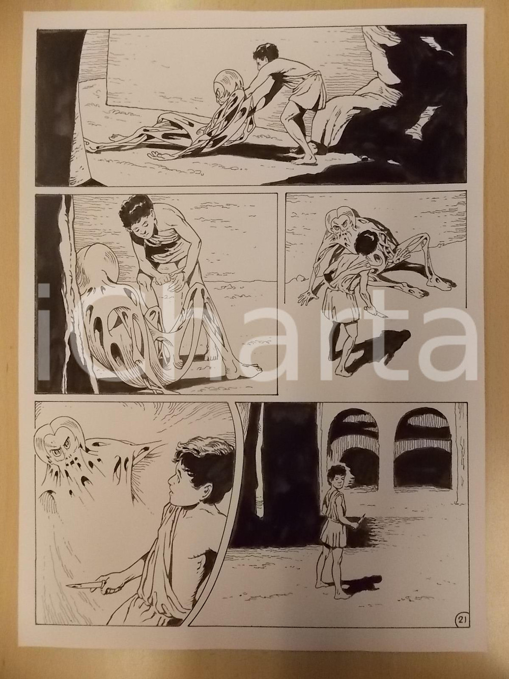 Opera d’arte autentica 2001 WAMPUS Ep. 4 Luciano BERNASCONI Bambino dona sangue a alieno vampiro Tavola 1