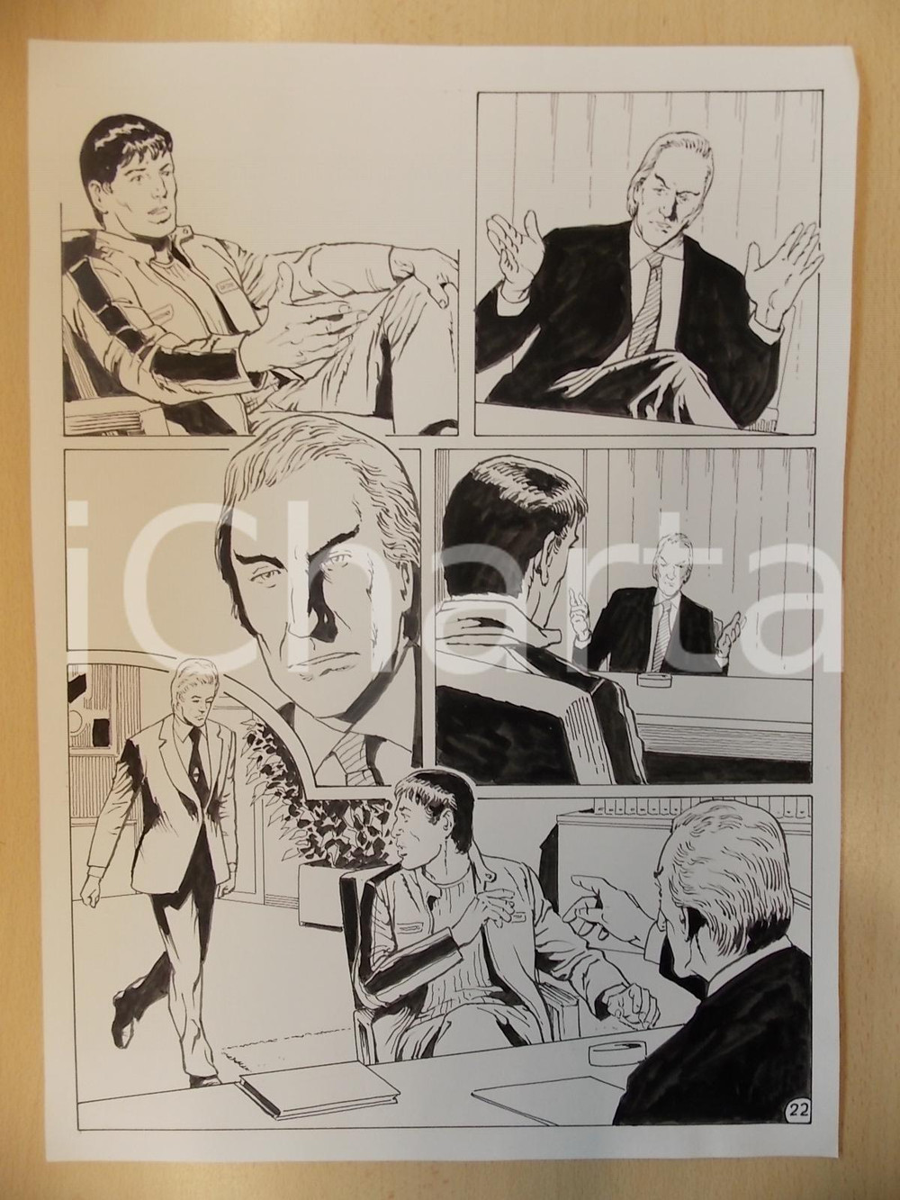 Opera d’arte autentica 2001 WAMPUS Luciano BERNASCONI Colloquio di lavoro Tavola originale LUBE 1