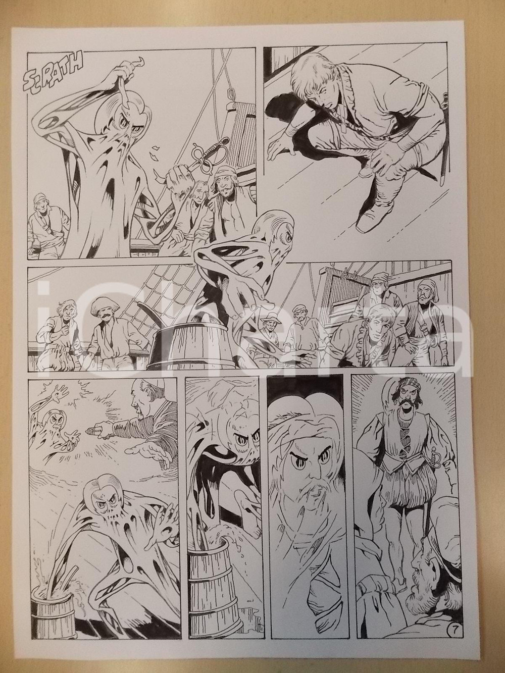 Opera d’arte autentica 2001 WAMPUS Ep. 2 Luciano BERNASCONI Alieno trasmuta in pirata Tavola originale 1