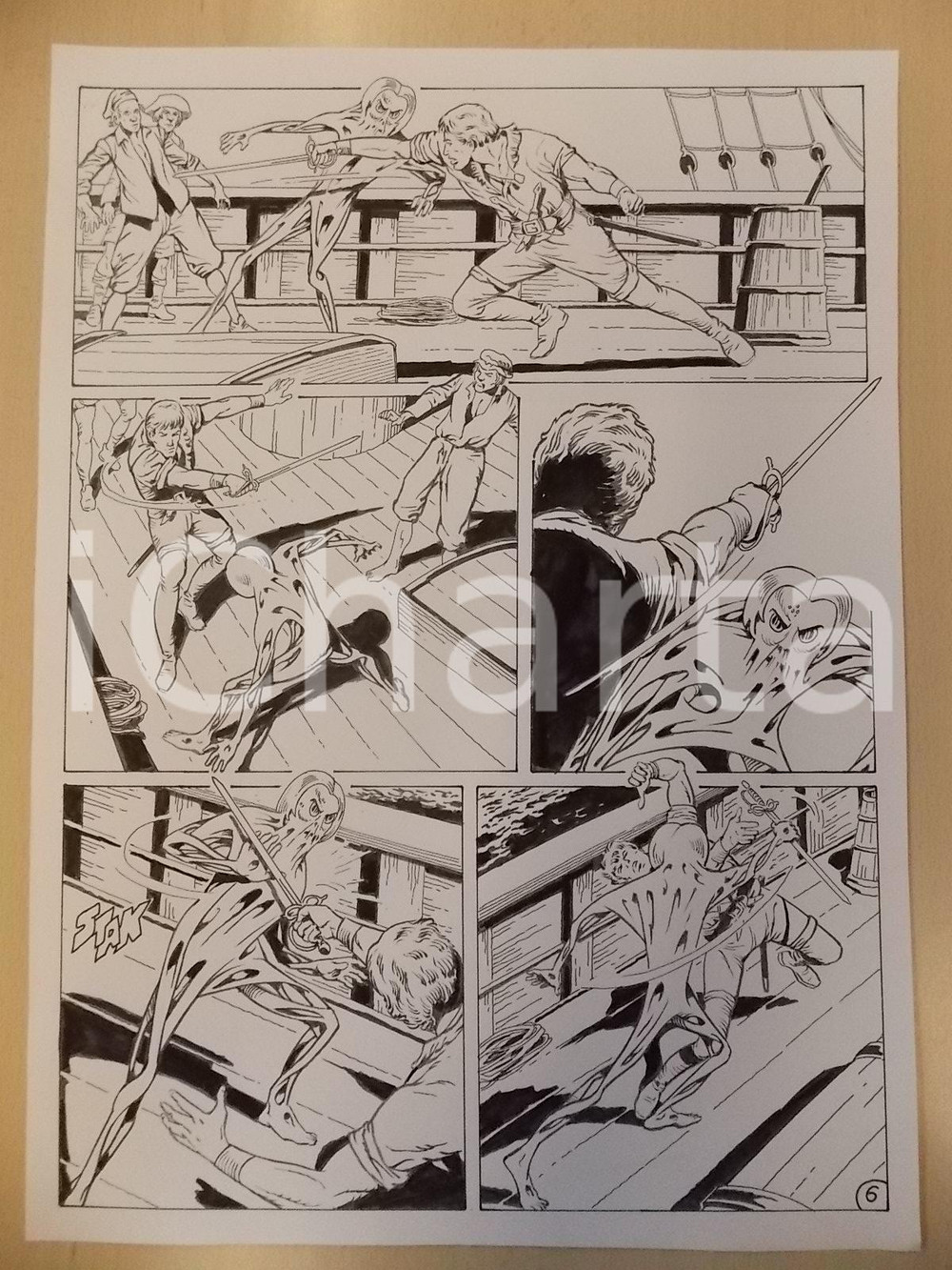 Opera d’arte autentica 2001 WAMPUS Ep. 2 Luciano BERNASCONI Corsaro contro alieno Tavola originale 1