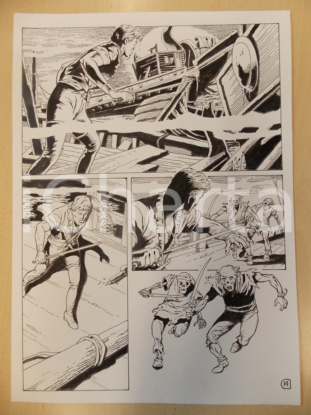 Opera d’arte autentica 2001 WAMPUS Ep. 2 Luciano BERNASCONI Pirati zombie attaccano corsaro Tavola 1