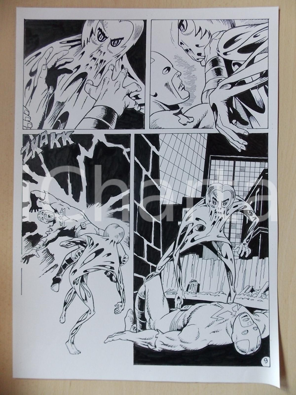 Opera d’arte autentica 2001 WAMPUS Luciano BERNASCONI Alieno contro Gladiateur de Bronze Tavola LUBE 1