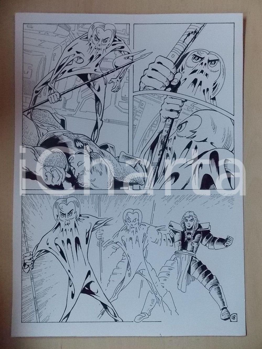 Opera d’arte autentica 2001 WAMPUS Luciano BERNASCONI Alieno si trasforma in guerriero Tavola LUBE 1