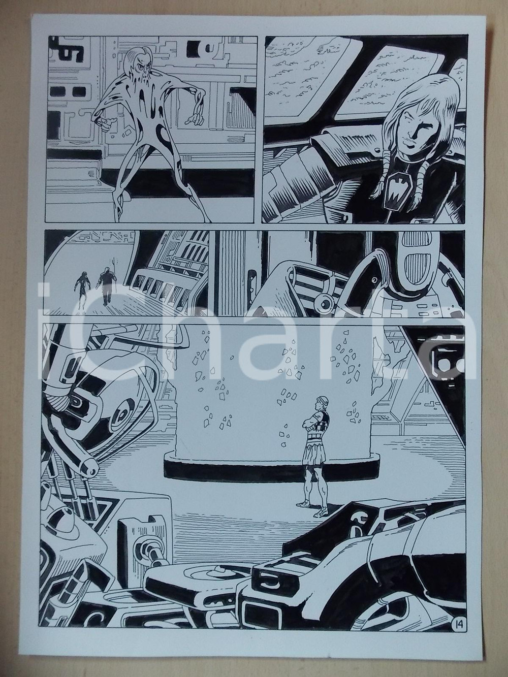 Opera d’arte autentica 2001 WAMPUS Luciano BERNASCONI Alieno penetra le difese dell astronave Tavola 1