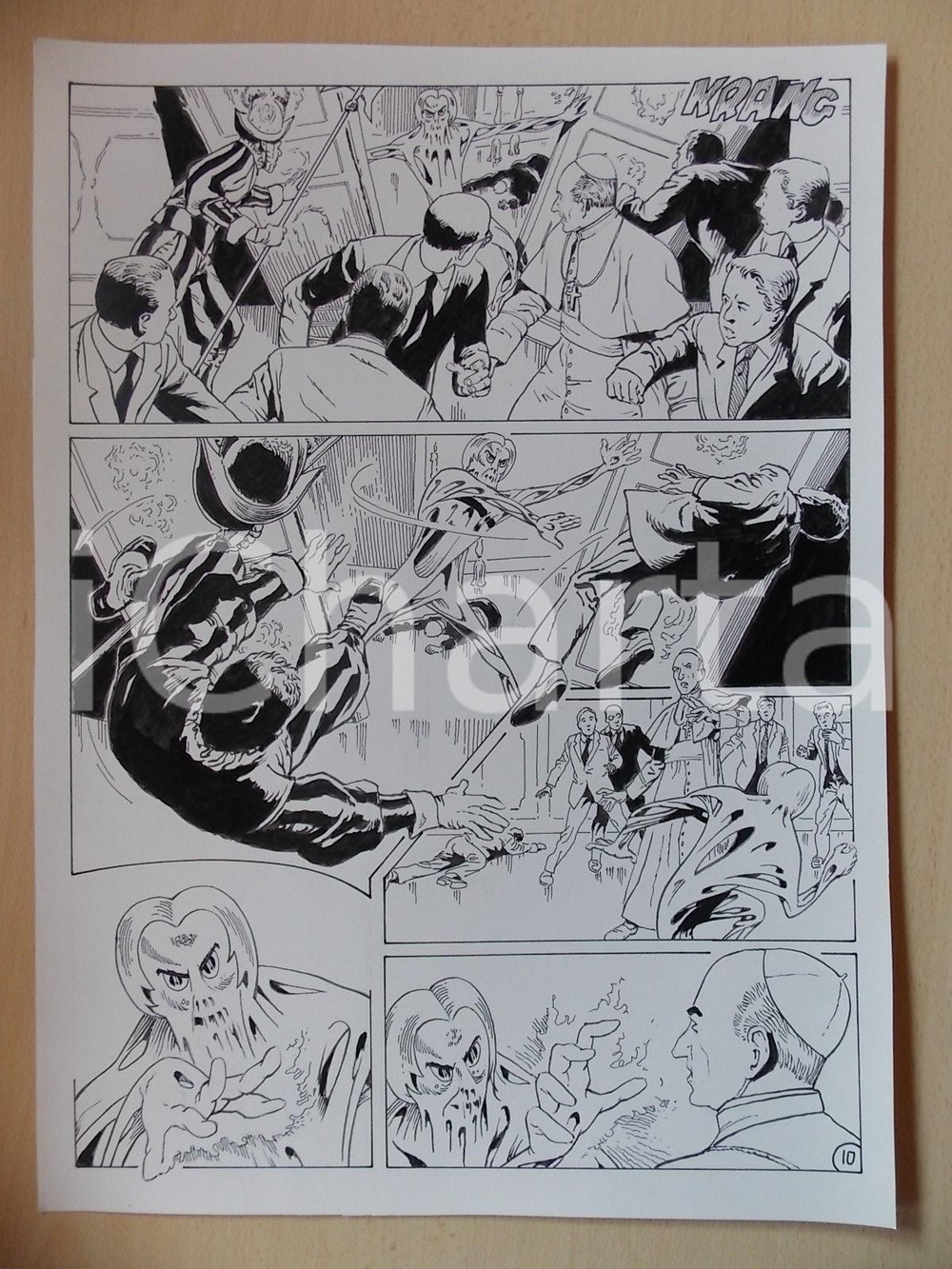 Opera d’arte autentica 2001 WAMPUS Luciano BERNASCONI Attentato extraterrestre al Papa Tavola LUBE 1