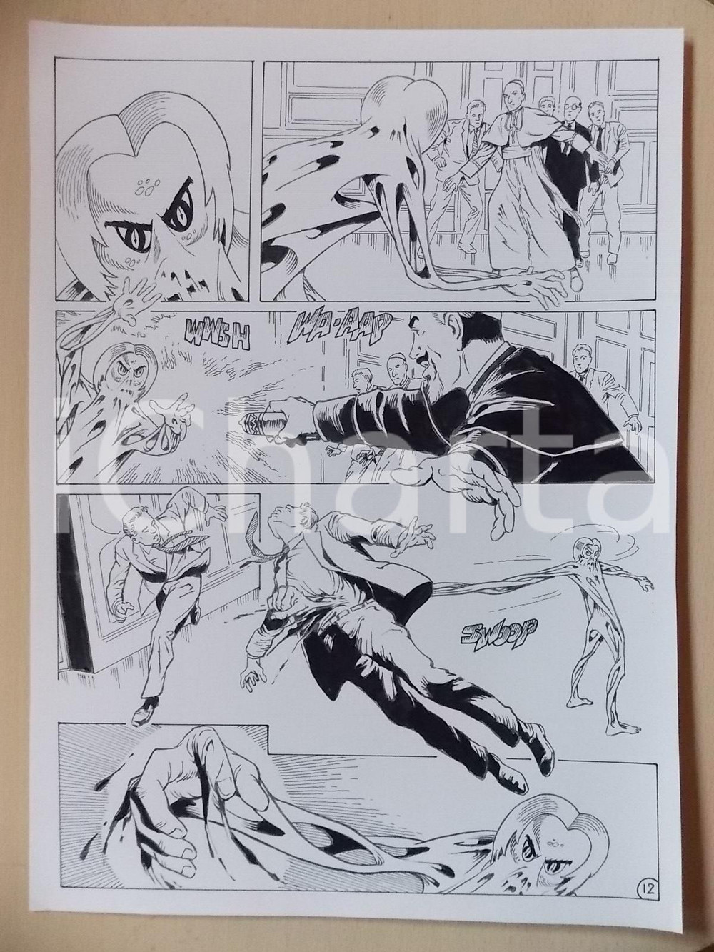 Opera d’arte autentica 2001 WAMPUS Luciano BERNASCONI Alieno attenta alla vita del Papa Tavola LUBE 1