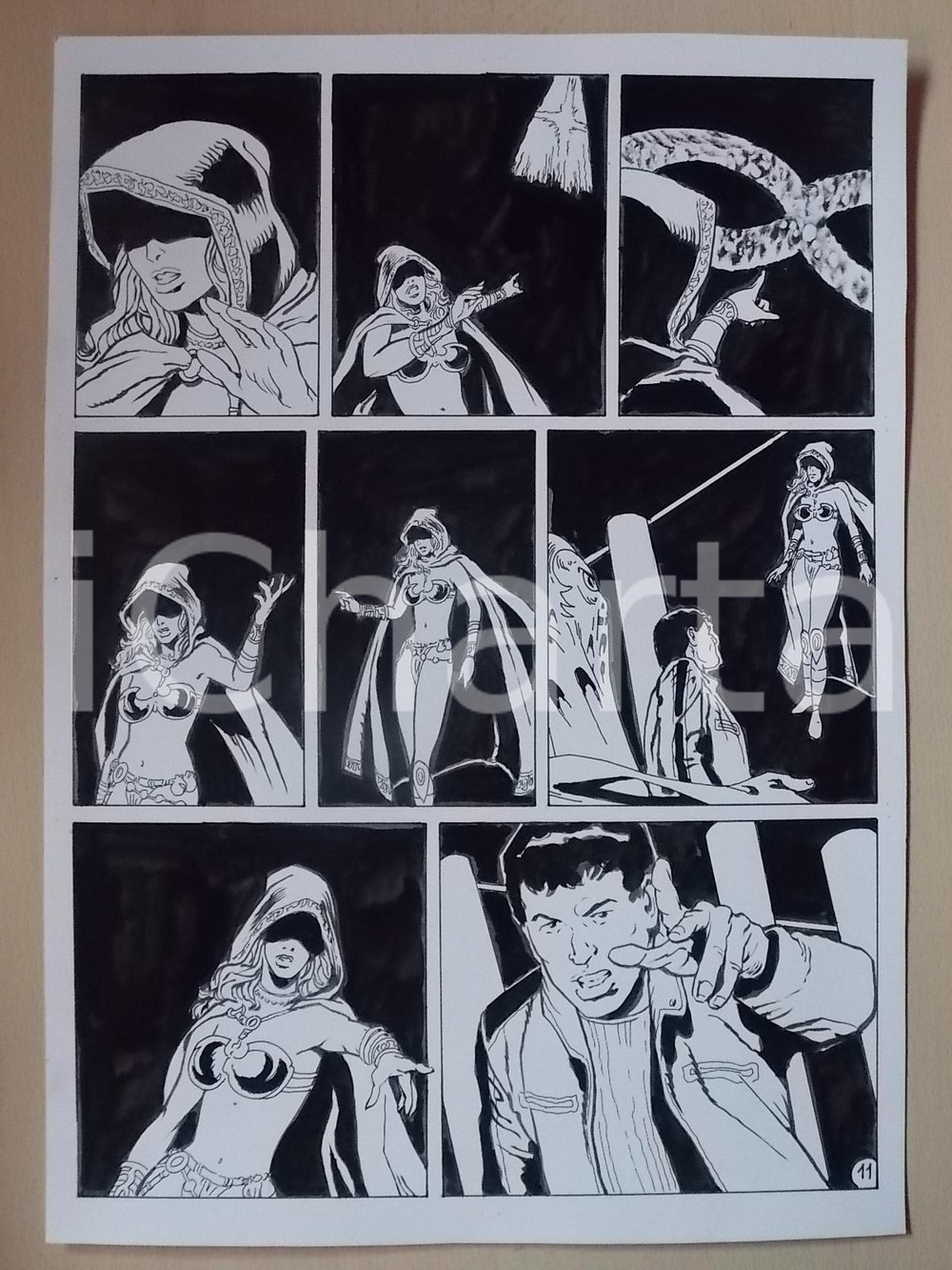 Opera d’arte autentica 2001 WAMPUS Luciano BERNASCONI Maga mostra galassie ad alieno Tavola originale 1