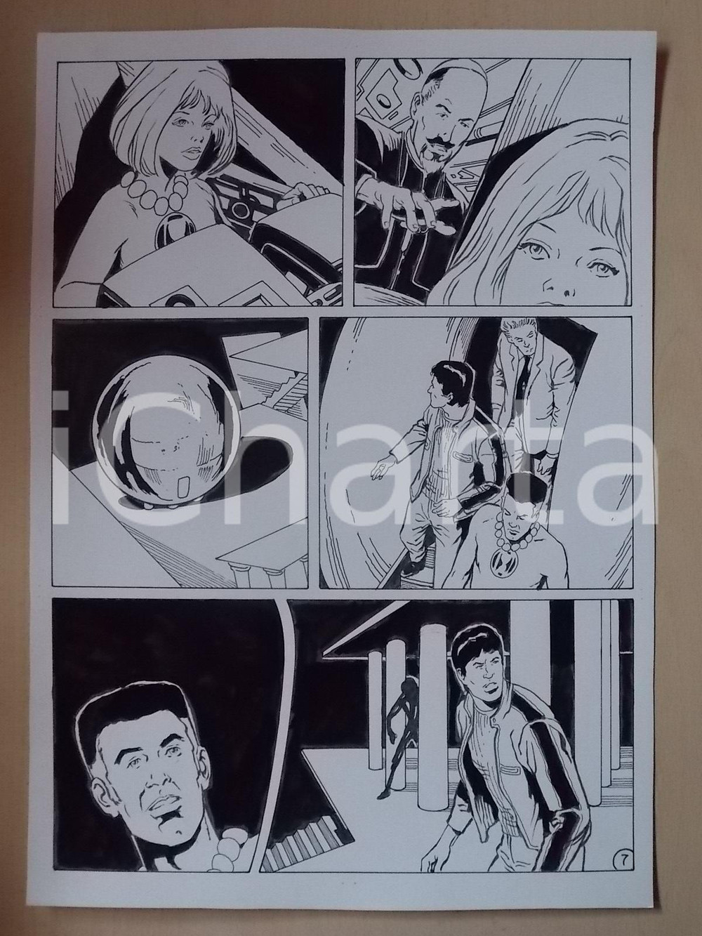 Opera d’arte autentica 2001 WAMPUS Luciano BERNASCONI Atterraggio dell astronave Tavola originale LUBE 1