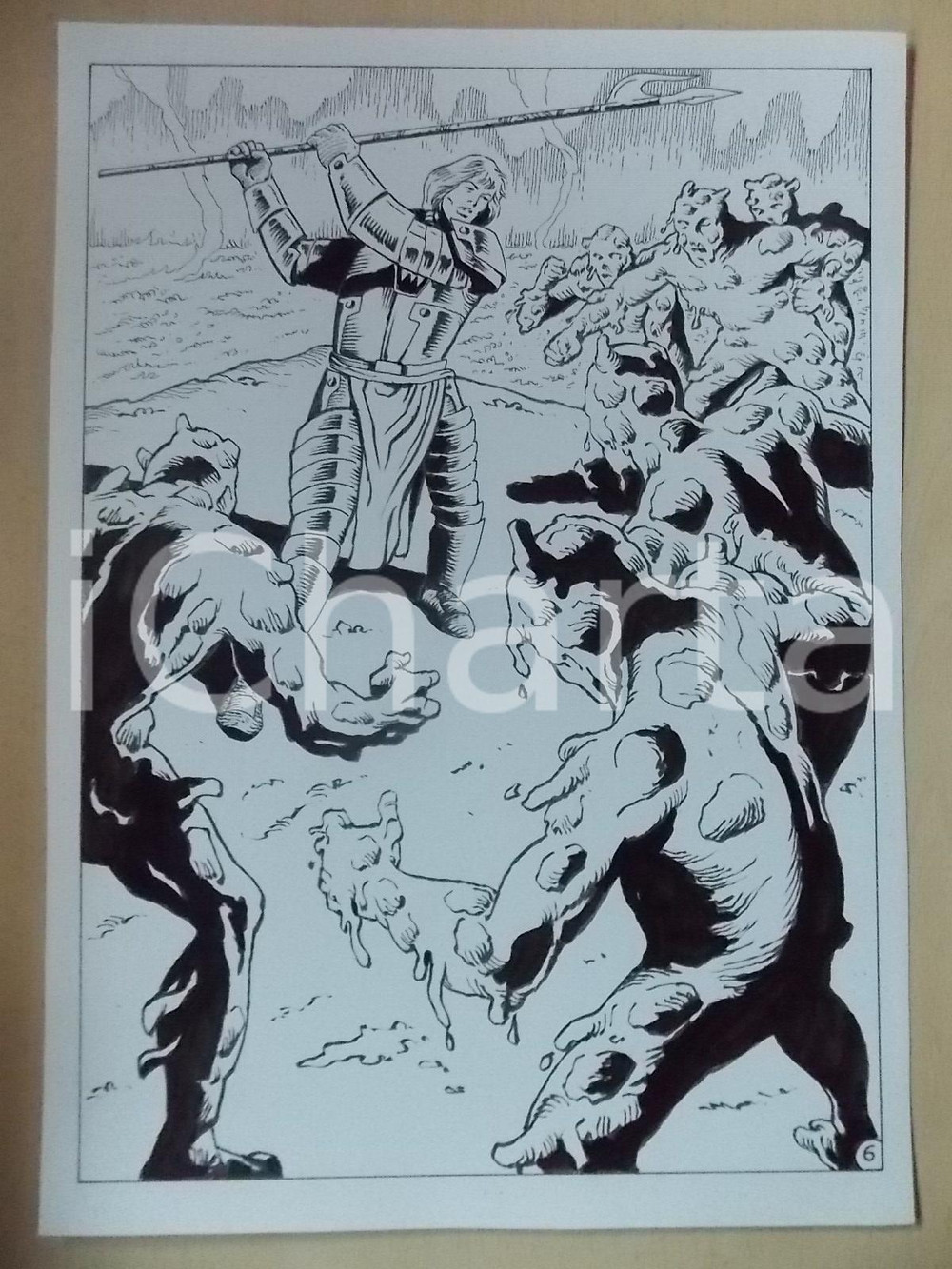 Opera d’arte autentica 2001 WAMPUS Luciano BERNASCONI L attacco dei mostri di fango Tavola originale 1