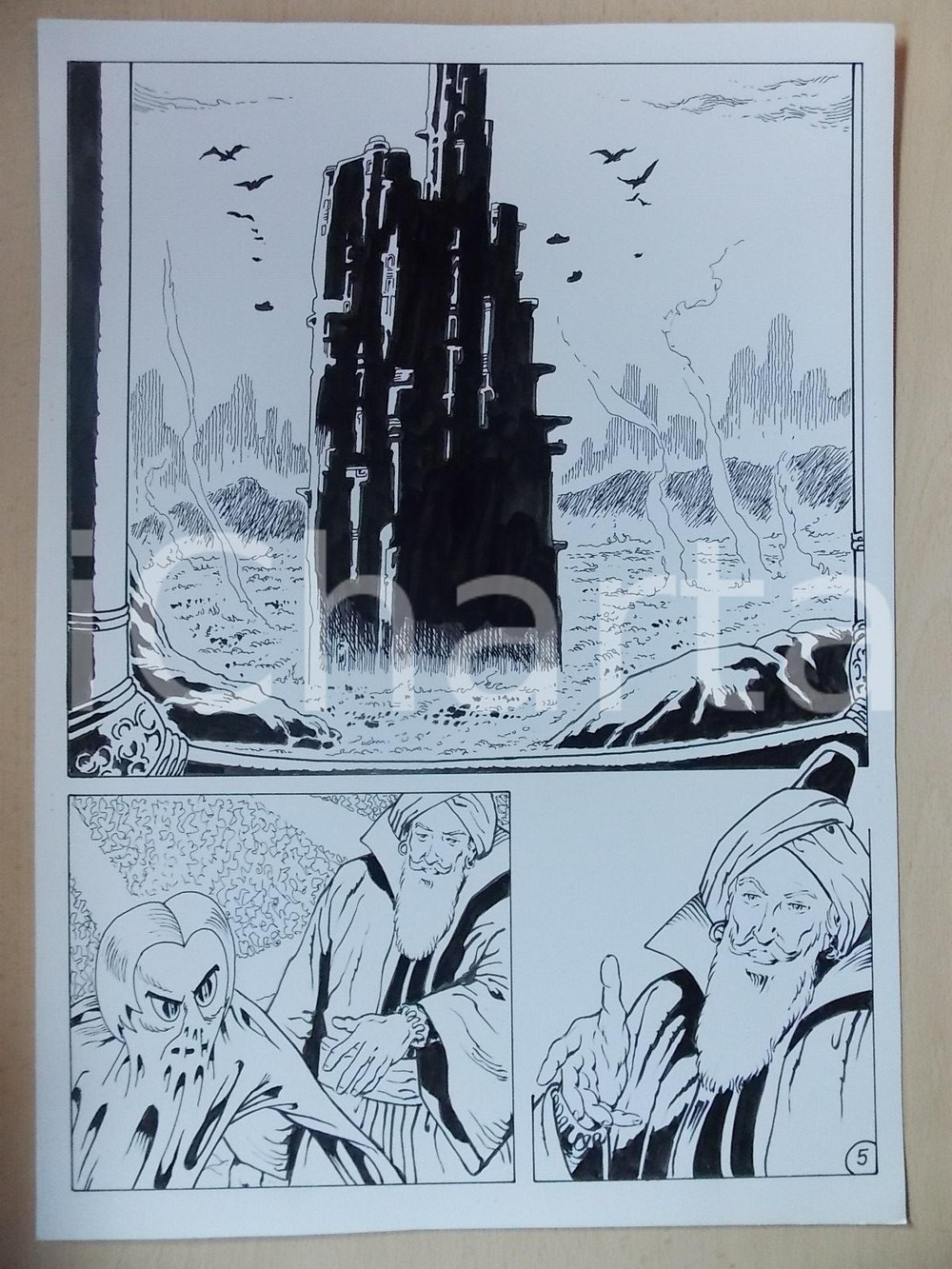 Opera d’arte autentica 2001 WAMPUS Luciano BERNASCONI Alchimista e alieno Tavola originale LUBE 1