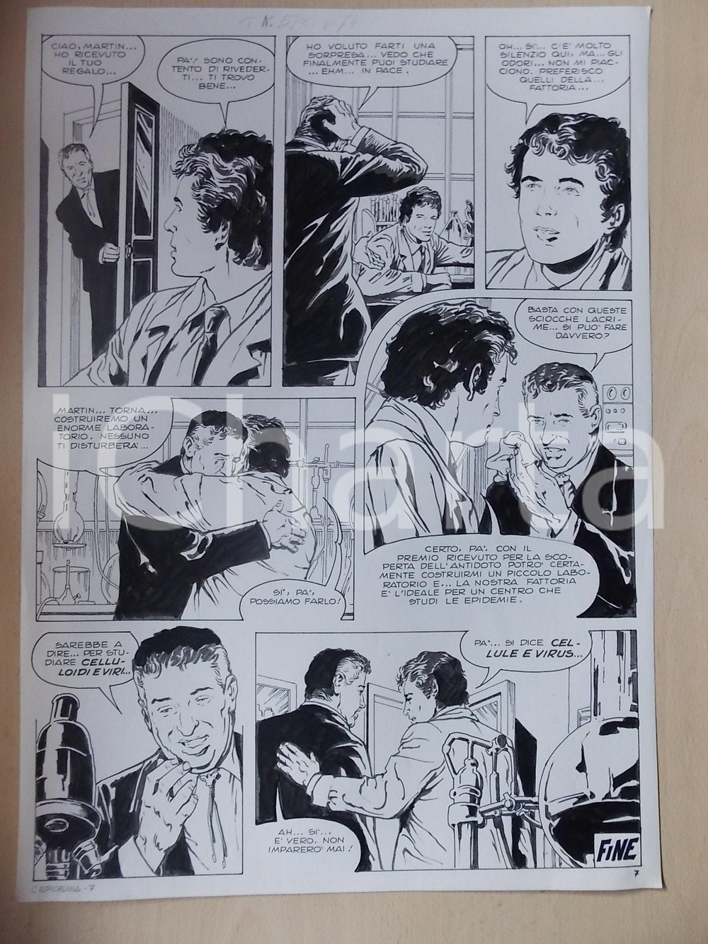 Opera d’arte autentica 1975 ca EPIDEMIA Luciano BERNASCONI Padre e figlio fanno la pace Tavola LUBE 1