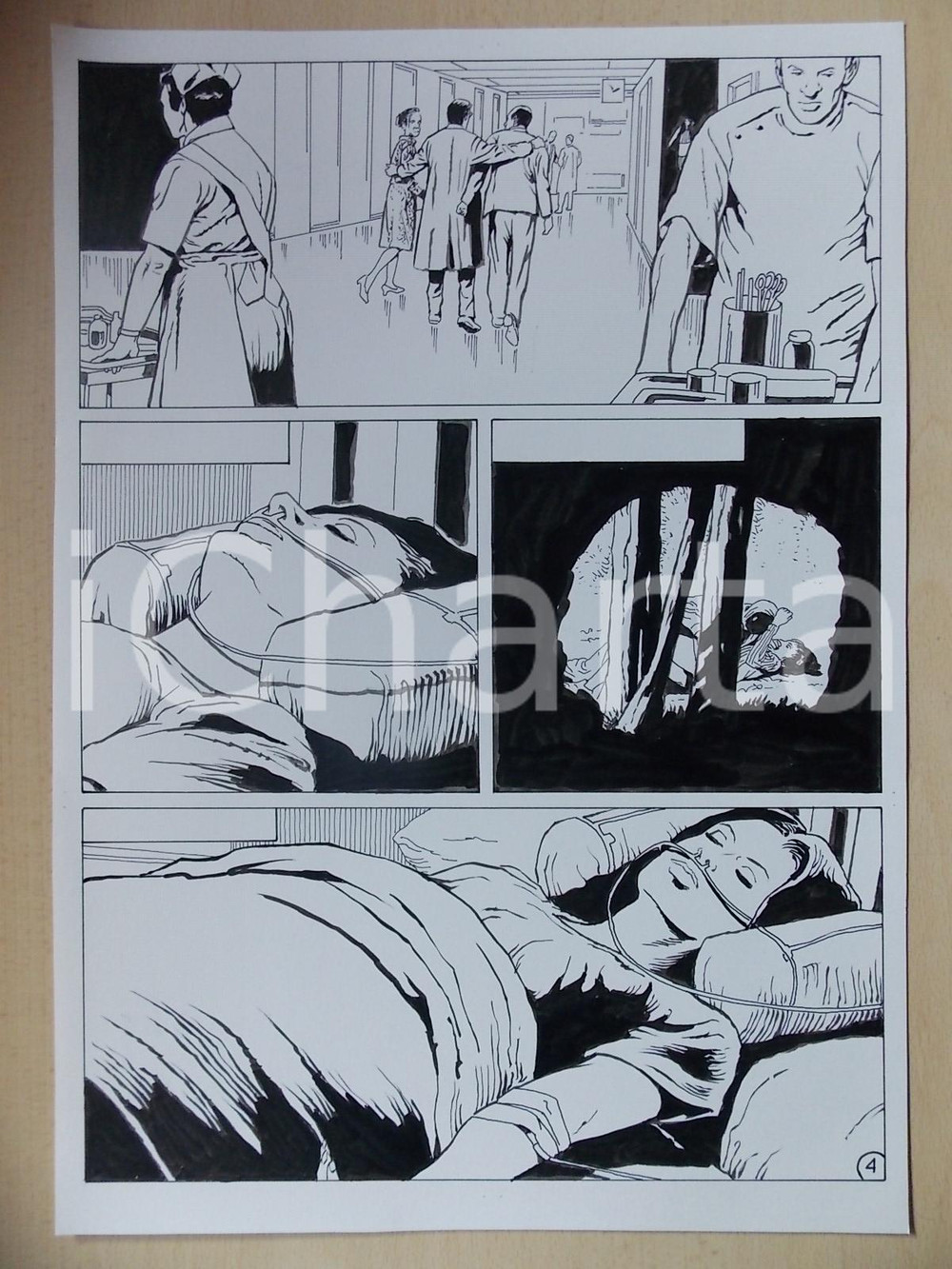 Opera d’arte autentica 1980 PHENIX Luciano BERNASCONI Ragazza in coma Tavola originale LUBE 1