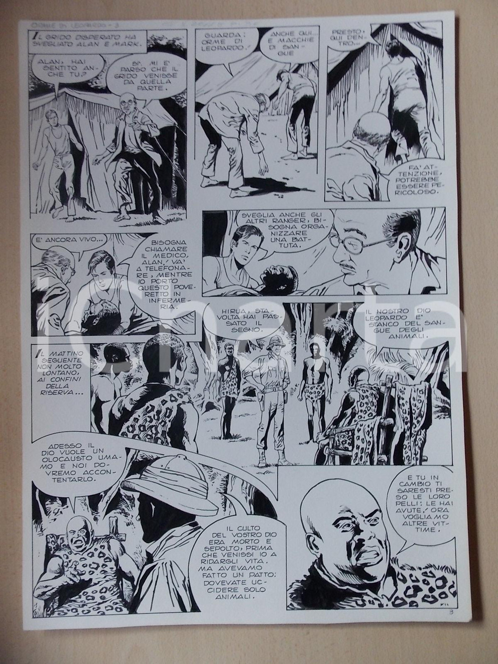 Opera d’arte autentica 1975 ca ORME DI LEOPARDO Luciano BERNASCONI Udienza dal capotribÃ¹ Tavola LUBE 1