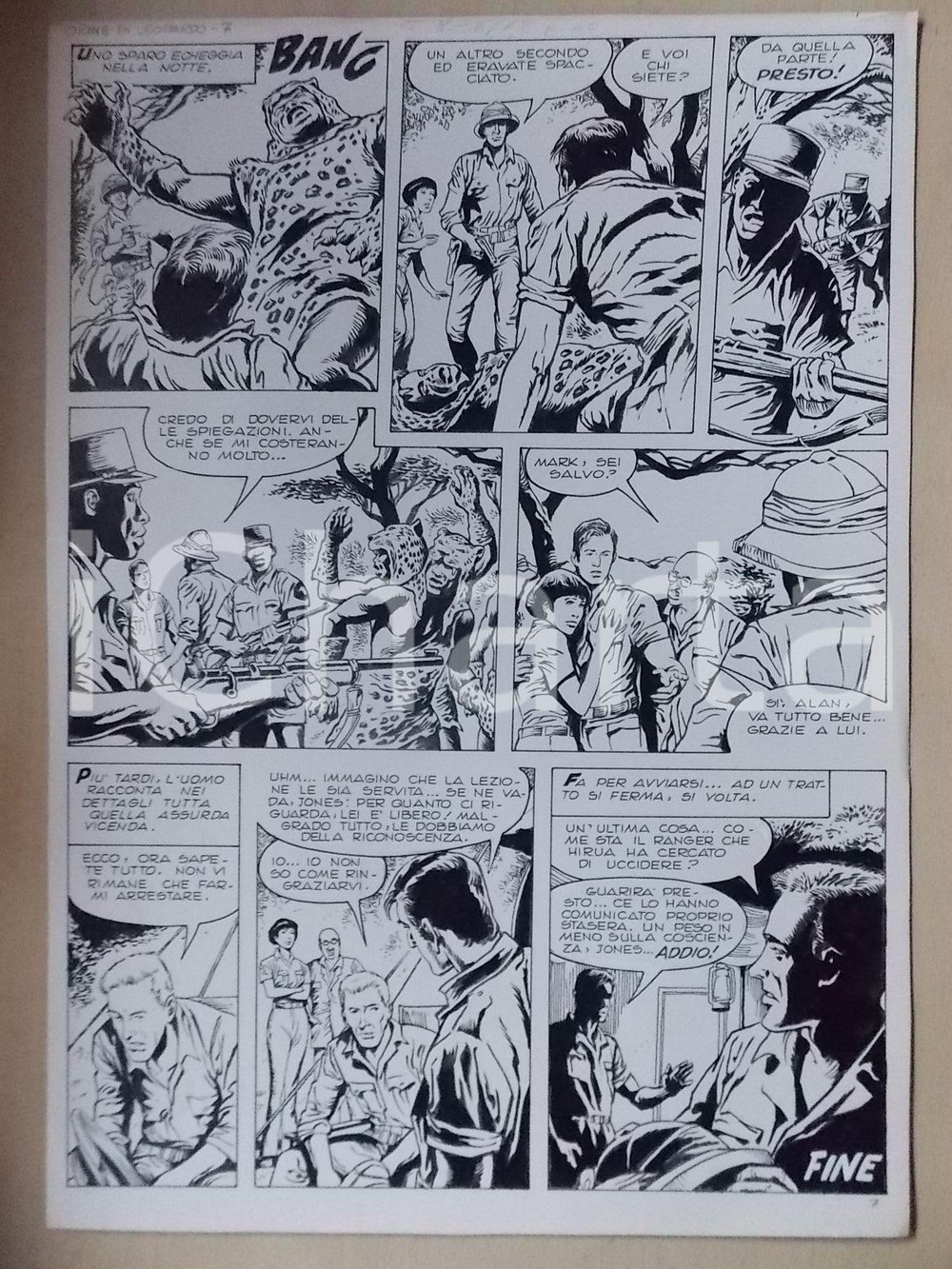 Opera d’arte autentica 1975 ca ORME DI LEOPARDO Luciano BERNASCONI Rangere uccide uomo leopardo Tavola 1