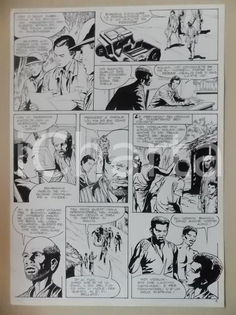 Opera d’arte autentica 1970 ca ISOLA DI FUOCO Luciano BERNASCONI Africani in rivolta Tavola originale 1