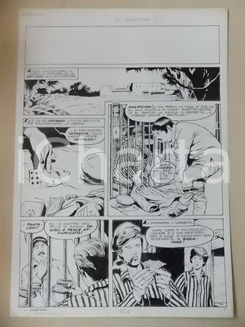 Opera d’arte autentica 1970 ca IL GIOCATORE Luciano BERNASCONI Gioco d azzardo in carcere Tavola LUBE 1