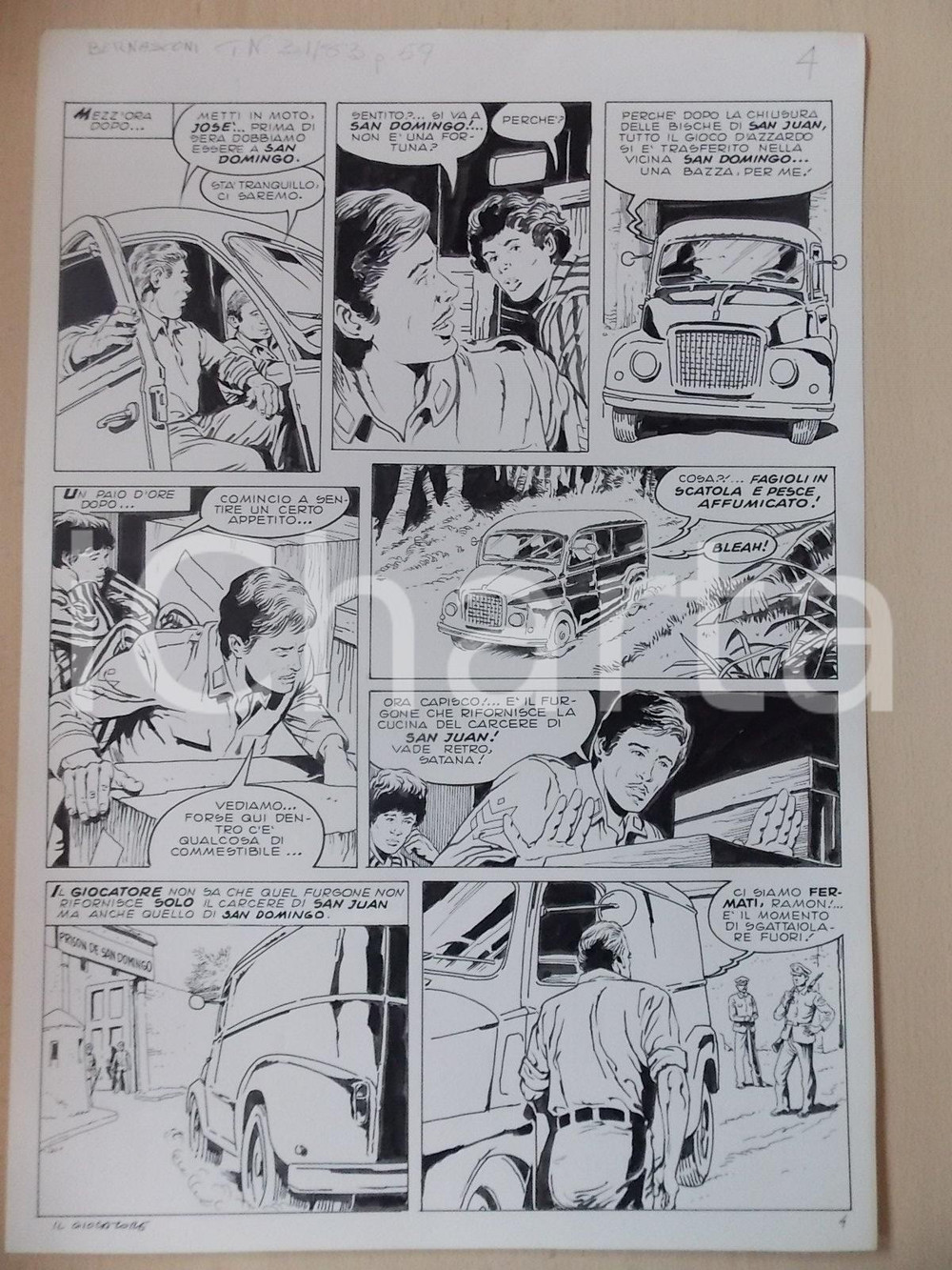 Opera d’arte autentica 1970 ca IL GIOCATORE Luciano BERNASCONI Fuga da carcere con furgone Tavola LUBE 1