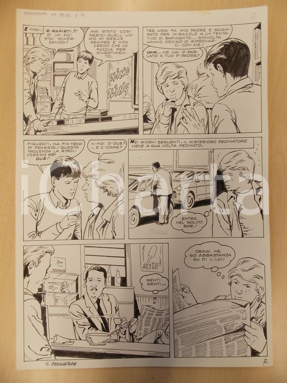 Opera d’arte autentica 1970 ca PEDINATORE MISTERIOSO Luciano BERNASCONI Ragazzo pedina uomo Tavola 1