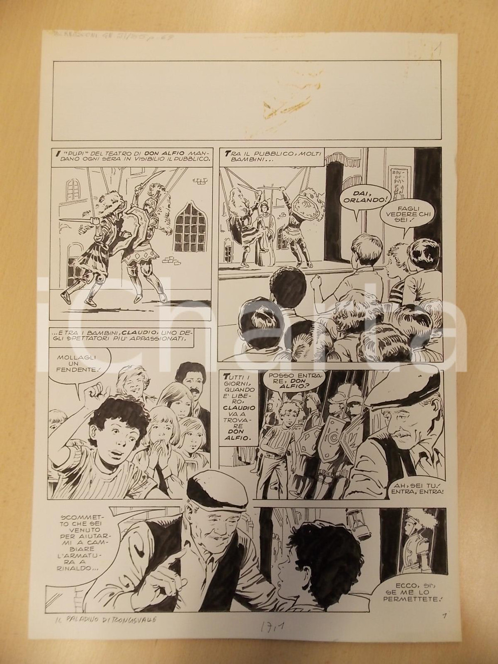 Opera d’arte autentica 1970 ca PALADINO DI RONCISVALLE Luciano BERNASCONI Teatro dei pupi Tavola LUBE 1