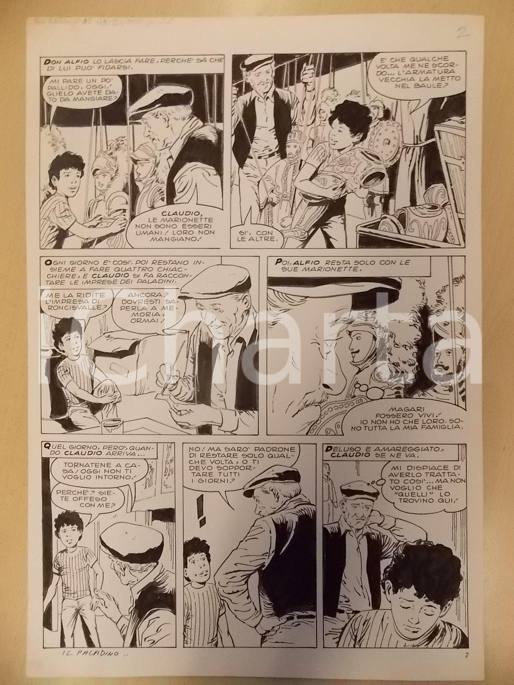 Opera d’arte autentica 1970 ca PALADINO DI RONCISVALLE Luciano BERNASCONI Laboratorio dei pupi Tavola 1