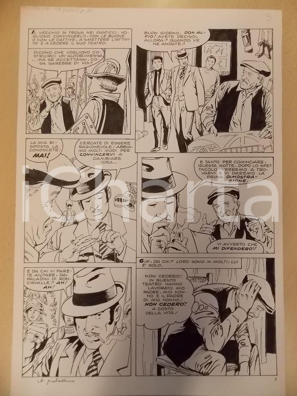 Opera d’arte autentica 1970 ca PALADINO DI RONCISVALLE Luciano BERNASCONI Mafiosi Tavola originale 1