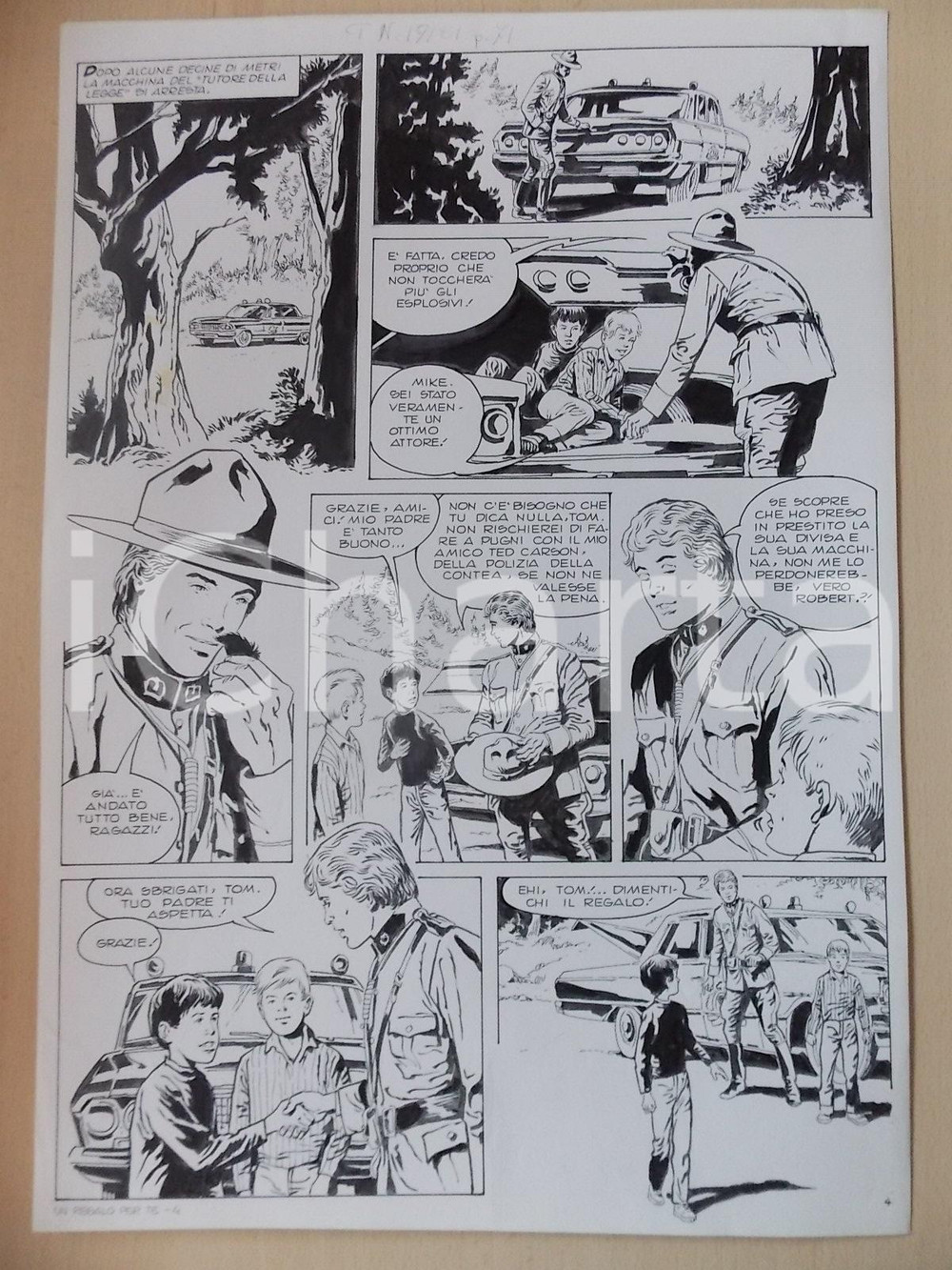 Opera d’arte autentica 1970 ca REGALO PER TE Luciano BERNASCONI Falso ranger smascherato Tavola LUBE 1