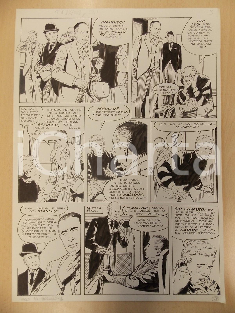 Opera d’arte autentica 1970 ca GIALLO ALL IPPODROMO Luciano BERNASCONI Fantino e maggiordomo Tavola 1