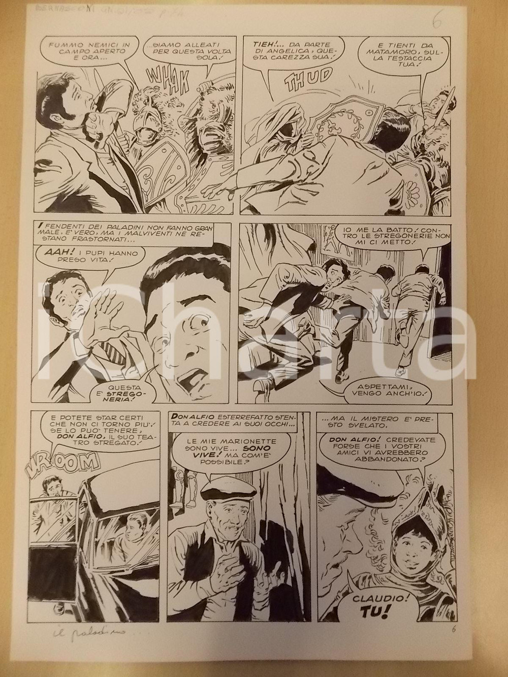 Opera d’arte autentica 1970 ca PALADINO DI RONCISVALLE Luciano BERNASCONI Pupi siciliani Tavola LUBE 1