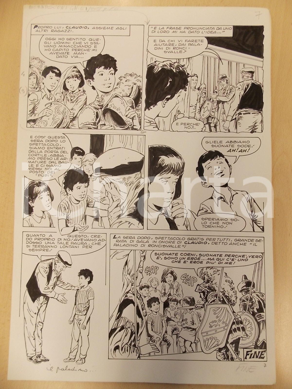 Opera d’arte autentica 1970 ca PALADINO DI RONCISVALLE Luciano BERNASCONI Pupi siciliani Tavola LUBE 1