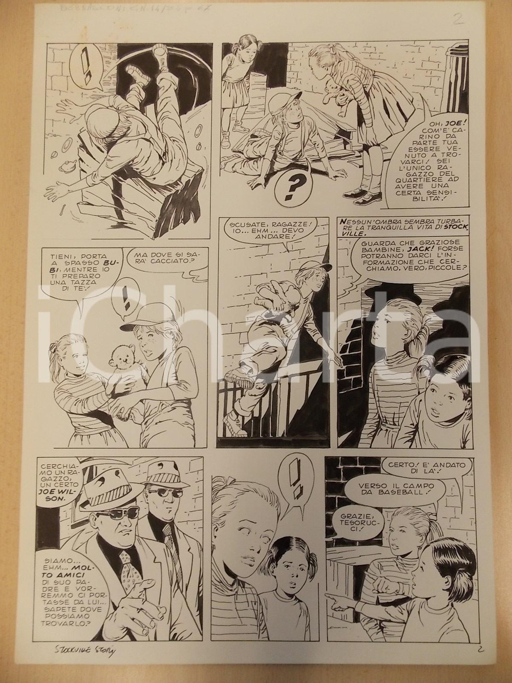 Opera d’arte autentica 1970 STOCKVILLE STORY Luciano BERNASCONI Furto di orsacchiotto Tavola originale 1