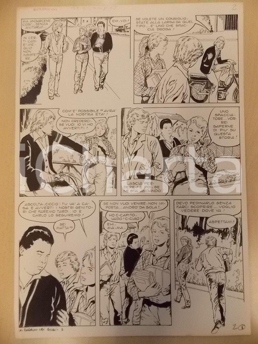 Opera d’arte autentica 1970 ca RAGAZZO NEI GUAI Luciano BERNASCONI Ragazzi tornano a casa Tavola LUBE 1