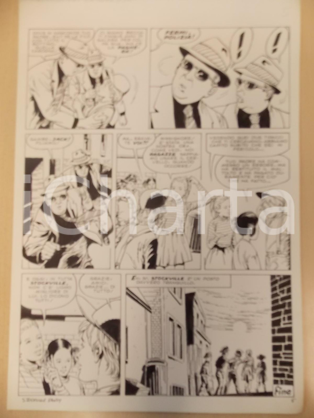 Opera d’arte autentica 1970 STOCKVILLE STORY Luciano BERNASCONI Gangster in fuga Tavola originale 1