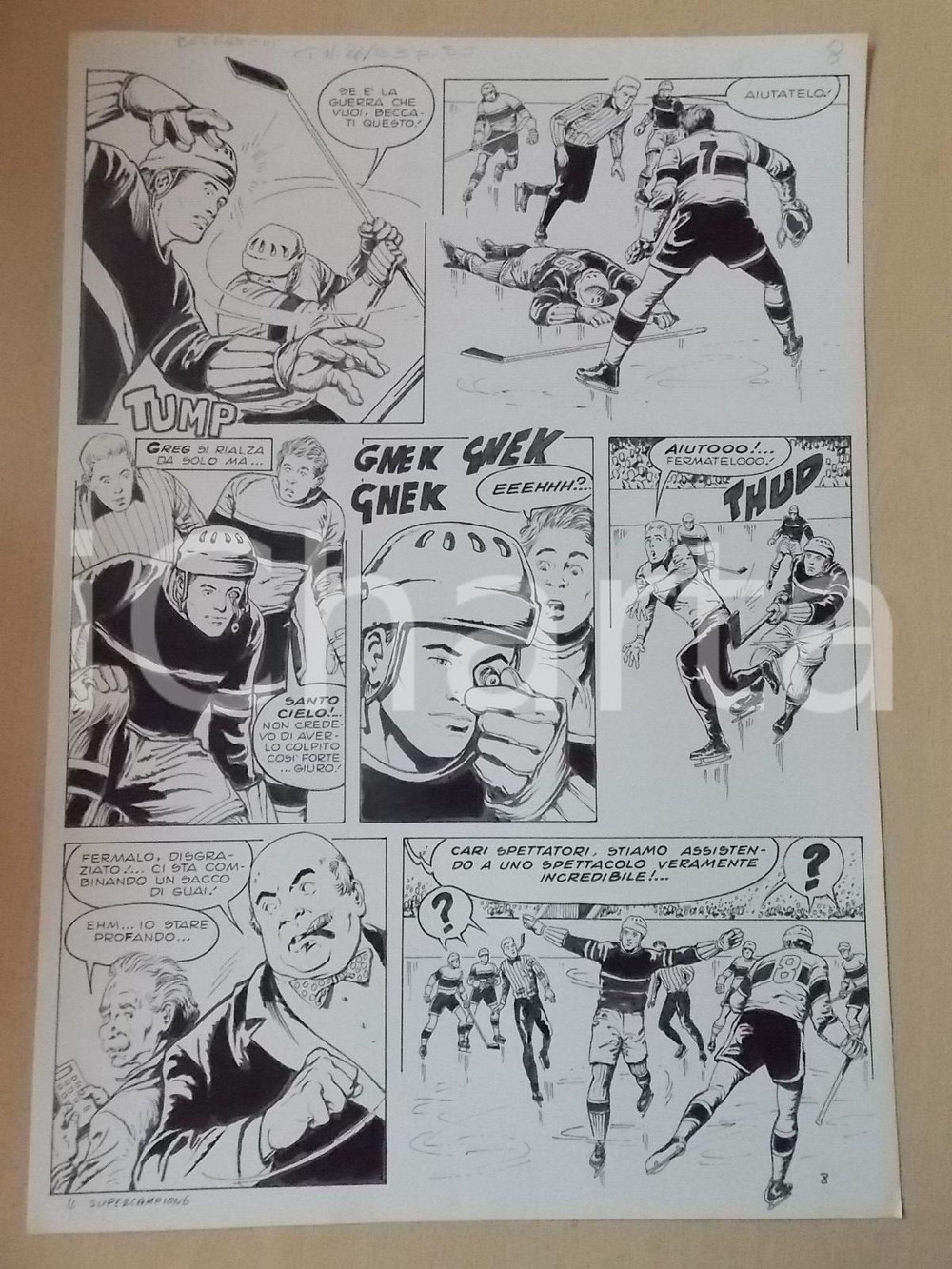Opera d’arte autentica 1970 ca SUPERCAMPIONE Luciano BERNASCONI Giocatore di hockey robot Tavola LUBE 1