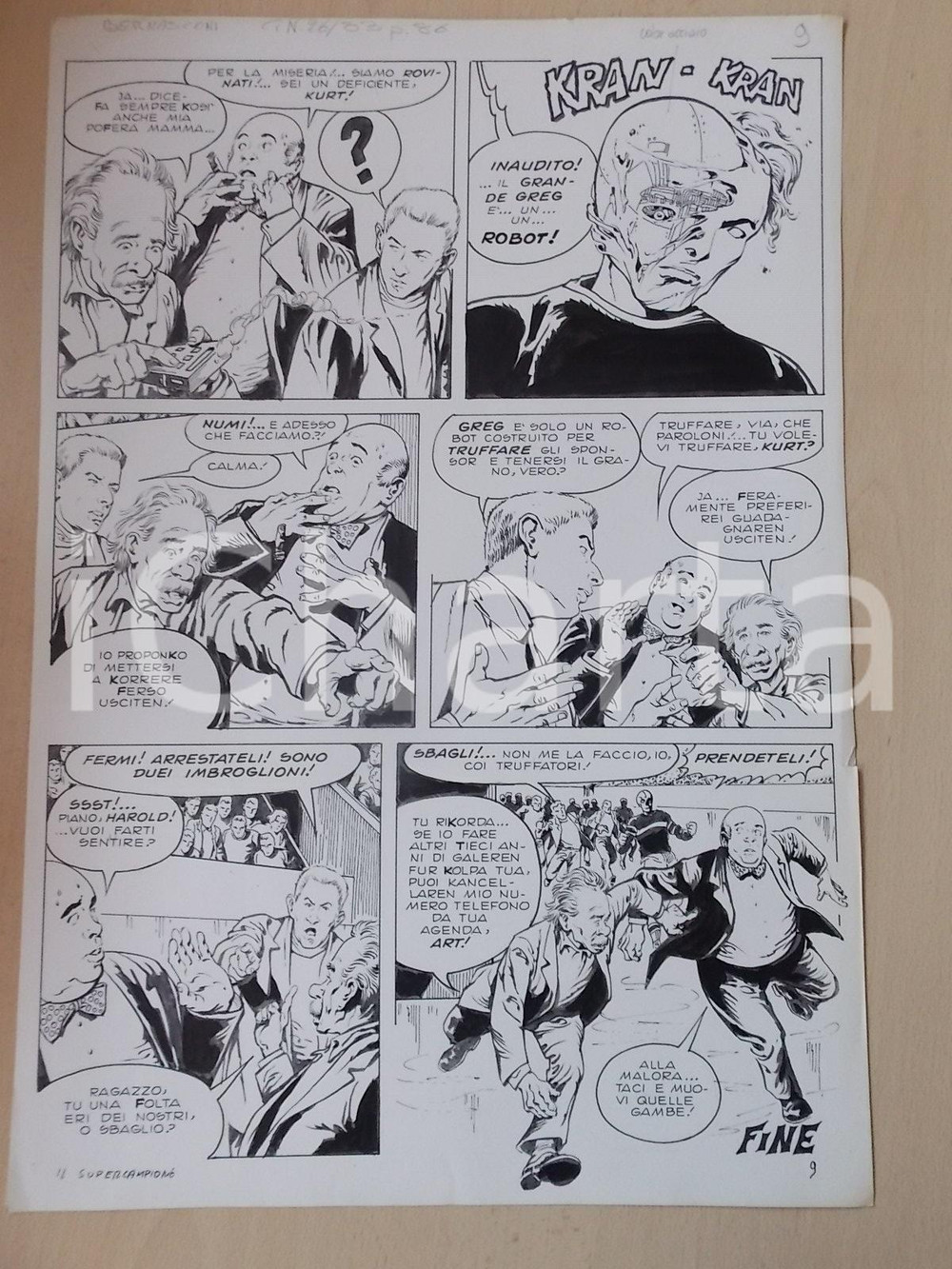 Opera d’arte autentica 1970 ca SUPERCAMPIONE Luciano BERNASCONI Giocatore di hockey cyborg Tavola 1