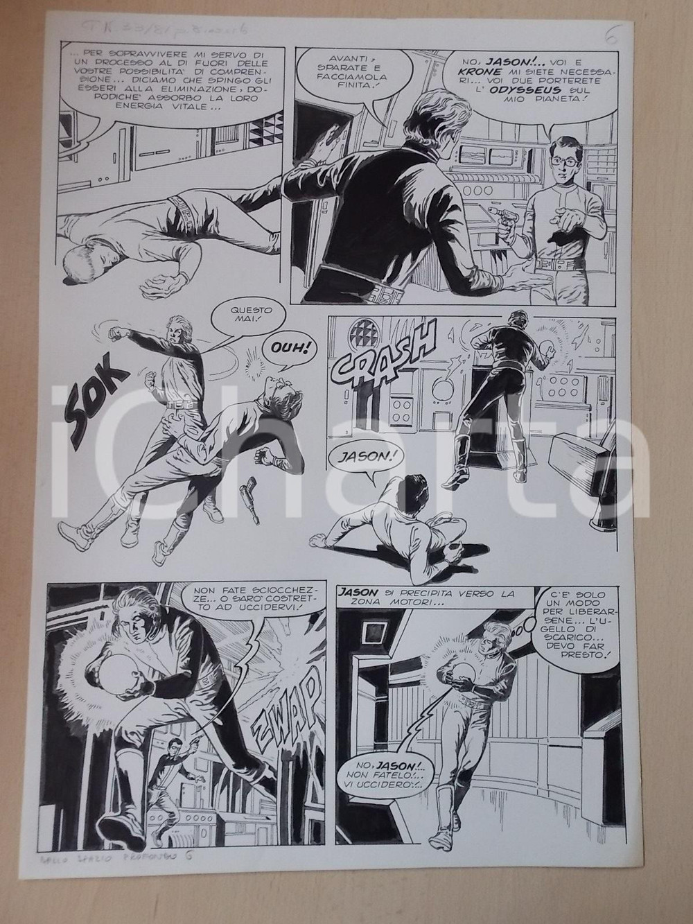 Opera d’arte autentica 1970 ca TERRORE DALLO SPAZIO PROFONDO Luciano BERNASCONI Pistola laser Tavola 1