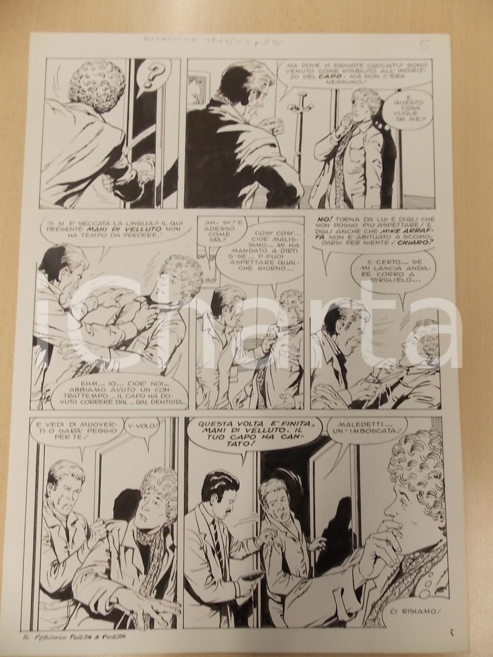 Opera d’arte autentica 1970 ca PERICOLO PORTA A PORTA Luciano BERNASCONI Ladro catturato Tavola LUBE 1