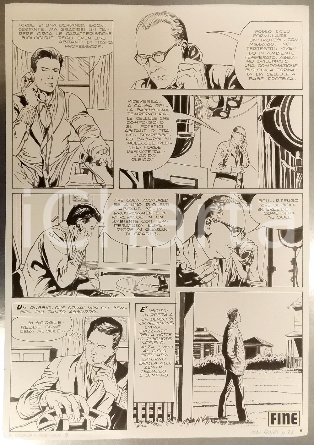 Opera d’arte autentica 1970 CASO NATHAN MORTIMER Luciano BERNASCONI Commissario al telefono Tavola LUBE 1